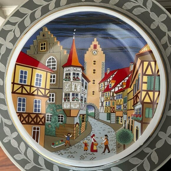 Schmidt Porcelain Plate Decorative Village Scene Leart - Picture 3 of 10